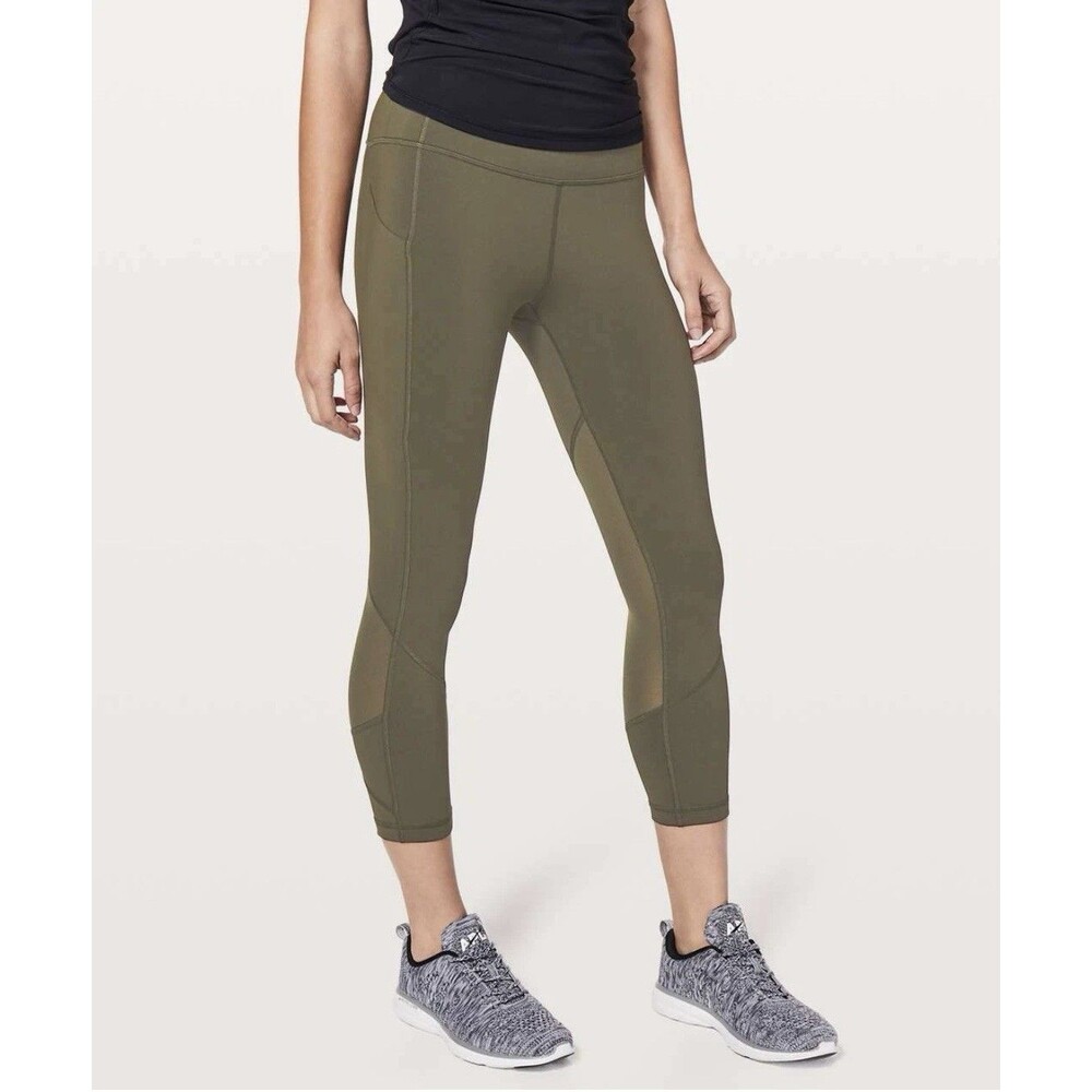 Lululemon Women’s Pace Rival HR Cropped Leggings 22" Olive Green Size 10